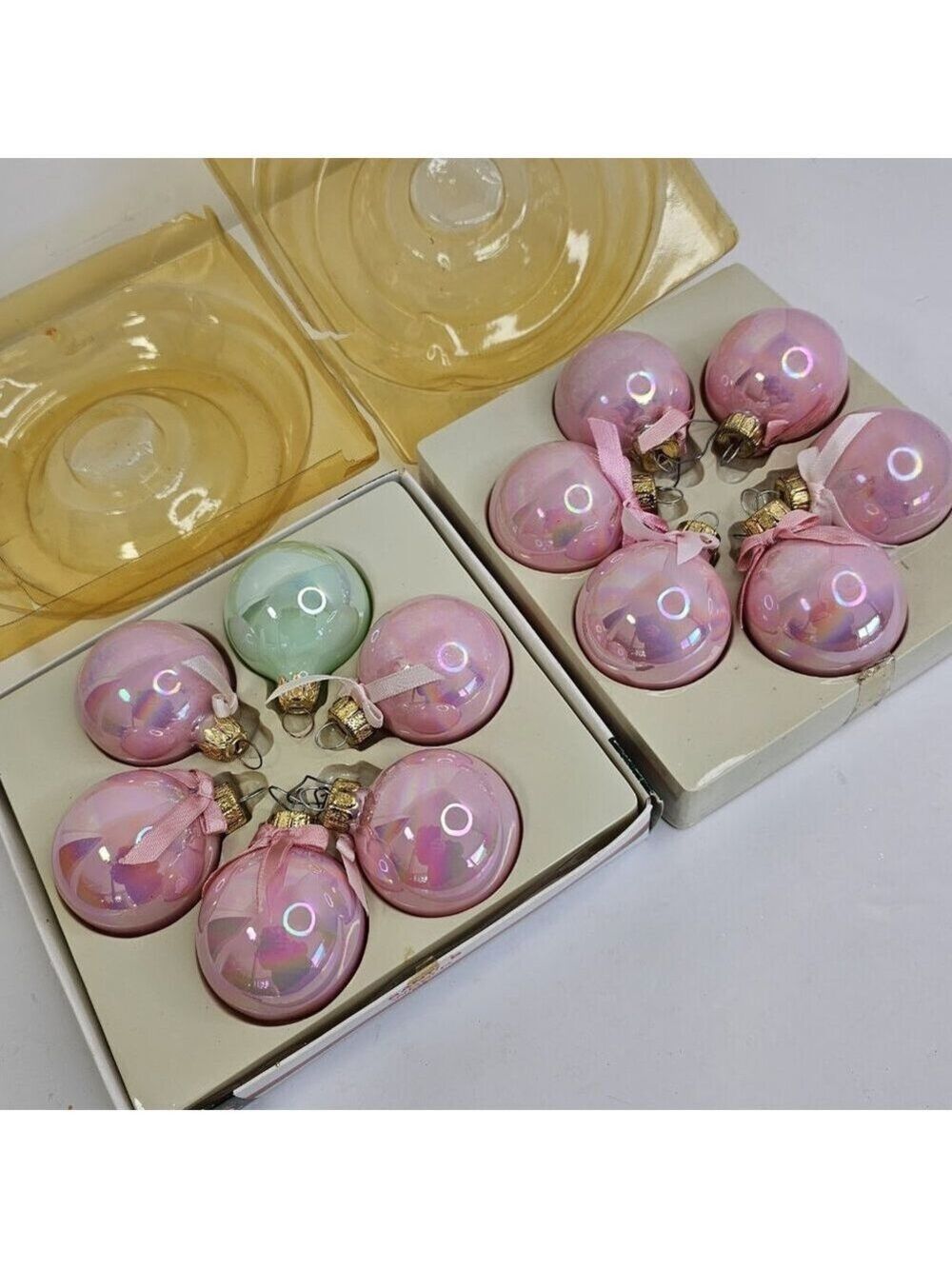 Glass Iridescent Vintage Christmas Ornaments 12pcs